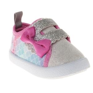 Pink and Glitter Silver Mermaid Infant Booties